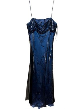 Vintage Y2K  2000s Night Way Midnight Floral Beaded Gown